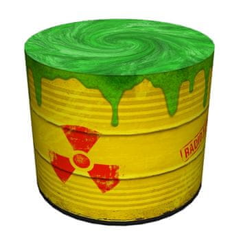 Bertoni Dekorativni puf, , Radioaktivni print - okrugli puf za dnevni boravak, hodnik, cilindar 40 cm, elegantan, patentni zatvarač, periv