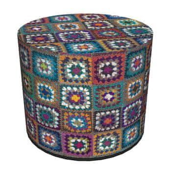 Bertoni Dekorativni puf, , Frania print - okrugli puf za dnevni boravak, hodnik, cilindar 40 cm, elegantan, patentni zatvarač, periv