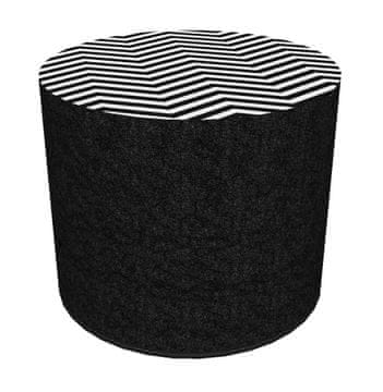 Bertoni Dekorativni puf, , cik-cak print - okrugli puf za dnevni boravak, hodnik, cilindar 40 cm, elegantan, patentni zatvarač, periv