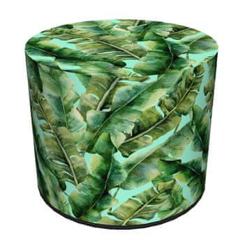 Bertoni Dekorativni puf, , otisak Dana Ibize - okrugli puf za dnevni boravak, hodnik, cilindar 40 cm, elegantan, patentni zatvarač, periv