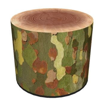 Bertoni Dekorativni puf, , Platan print - okrugli puf za dnevni boravak, hodnik, cilindar 40 cm, elegantan, patentni zatvarač, periv