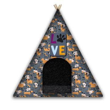 Tipi za psa/mačku s jastukom LOVE DOGS SIVA L