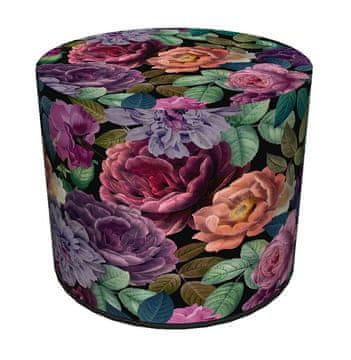Bertoni Okrugli ukrasni puf, , Enigma print - za dnevni boravak, za dječju sobu, cilindar 40 cm, elegantan, patentni zatvarač, navlaka koja se može skinuti