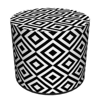 Bertoni Dekorativni puf, , dijamantni print - okrugli puf za dnevni boravak, hodnik, cilindar 40 cm, elegantan, patentni zatvarač, periv