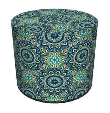 Bertoni Dekorativni puf, , Anais print - okrugli puf za dnevni boravak, hodnik, cilindar 40 cm, elegantan, patentni zatvarač, periv
