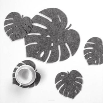 Set podmetača za stol 1+4 - Monstera siva