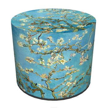 Bertoni Baršunasti puf, , uzorak badema - okrugli ukrasni puf, za dnevni boravak, cilindar 40 cm, elegantan, patentni zatvarač