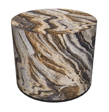 Bertoni Baršunasti puf, , Montana print - okrugli ukrasni puf, za dnevni boravak, cilindar 40 cm, elegantan, patentni zatvarač
