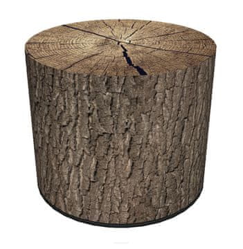 Bertoni Baršunasti puf, , uzor hrasta - okrugli ukrasni puf, za dnevni boravak, cilindar 40 cm, elegantan, patentni zatvarač