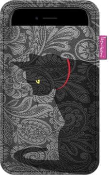 Bertoni Futrola za pametni telefon, uzorak mrlja - ekološki filc, 105x175 mm, siva, izdržljivi print, zaštita za telefon, perivo na 40°C,
