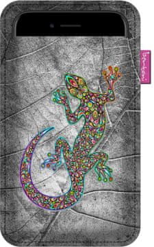 Bertoni Futrola za pametni telefon, uzorak guštera - ekološki filc, 105x175 mm, siva, izdržljivi print, zaštita telefona, perivo na 40°C,
