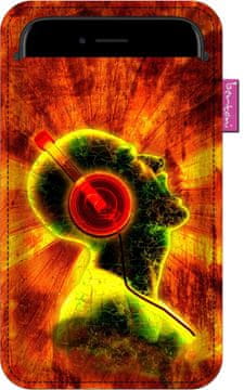 Bertoni Futrola za pametni telefon, Glazbeni uzorak - Ekološki filc, 105x175 mm, Siva, Izdržljivi print, Zaštita za telefon, Perivo na 40°C,