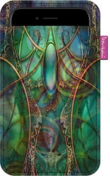 Bertoni Futrola za pametni telefon, smaragdni uzorak - ekološki filc, 105x175 mm, siva, izdržljivi print, zaštita za telefon, perivo na 40°C,