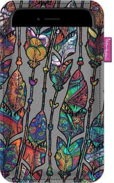 Bertoni Futrola za pametni telefon, Boho uzorak - Ekološki filc, 105x175 mm, Siva, Izdržljivi print, Zaštita za telefon, Perivo na 40°C,