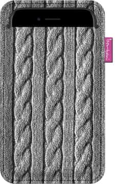 Bertoni Futrola za pametni telefon, uzorak pletenice - ekološki filc, 105x175 mm, siva, izdržljivi print, zaštita telefona, perivo na 40°C,