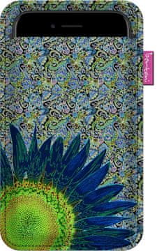 Bertoni Futrola za pametni telefon, plavi cvjetni uzorak - ekološki filc, 105x175 mm, siva, izdržljivi print, zaštita za telefon, perivo na 40°C,