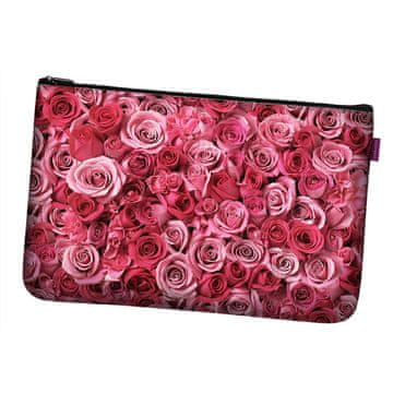 Bertoni Kozmetička torbica od filca s džepovima i Valentinovim ružama, antracit boje 24×15 cm - elegantna, udobna i s printom |