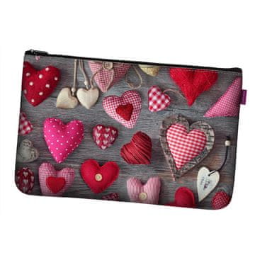 Bertoni Kozmetička torbica od filca s džepovima i srcima za Valentinovo, antracit boje 24×15 cm - elegantna, udobna i s printom |
