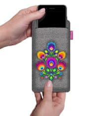Bertoni Futrola za pametni telefon, uzorak Jagna - ekološki filc, 105x175 mm, siva, izdržljivi print, zaštita za telefon, perivo na 40°C,