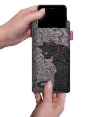 Bertoni Futrola za pametni telefon, uzorak mrlja - ekološki filc, 105x175 mm, siva, izdržljivi print, zaštita za telefon, perivo na 40°C,