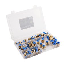 Nikcorp Set 72 kom Pneumatske Brzezne Spojnice Navojne 4-16 mm, 1/8" 1/4" 1/2", PU/PE/PA, 10 bar, 0-60°C, Brza Montaža, Radionice, Industrija, Izdržljive