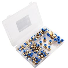 Nikcorp Set 72 kom Pneumatske Brzezne Spojnice Navojne 4-16 mm, 1/8" 1/4" 1/2", PU/PE/PA, 10 bar, 0-60°C, Brza Montaža, Radionice, Industrija, Izdržljive