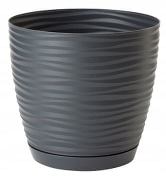 Form-Plastic Sahara Petit 19 antracitna plastična saksija za cvijeće s tanjurićem