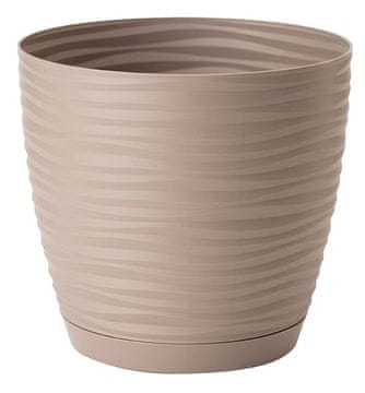 Form-Plastic Sahara Petit saksija za cvijeće s tanjurićem 15 sivo-bež kalup-plastika
