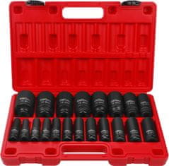 Nikcorp Profesionalni set udarnih nasadnih ključeva 1/2", 20 komada, Cr-Mo čelik, 78mm duljina, veličine 10-38mm, za udarne/pneumatske/električne ključeve, uključuje kućište