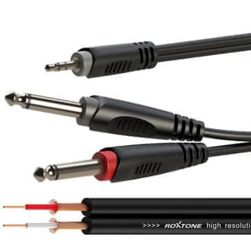 One Audio kabel Jack 3.5 stereo / 2 x Jack 6.3 mono 6m SAYC130L6