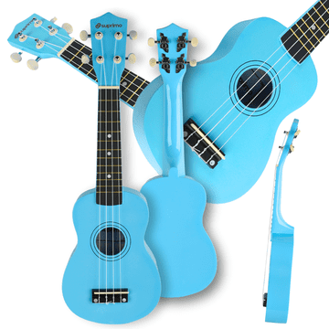 Mo UK21 LB sopran ukulele 21" plave drvene boje za djecu za učenje sviranja.