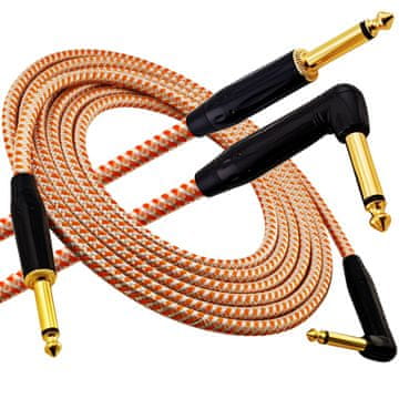 Red's kabel za glazbene instrumente - Jack 6,3 mm / Jack 6,3 mm kutni - FOP pleteni kabel - GCF1230RS - 3 m