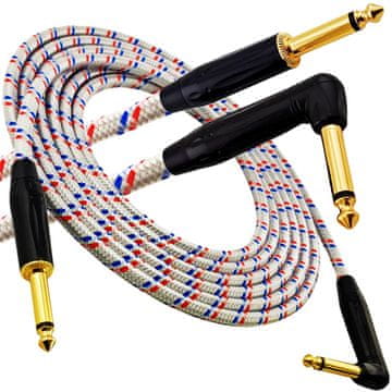 Red's kabel za glazbene instrumente - Jack 6,3 mm / Jack 6,3 mm kutni - FOP pleteni kabel - GCF1230BRW - 3 m