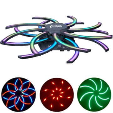 Evolights vrtložni svjetlosni efekt s pokretnim DMX LED rotacijom od 360° 576x0.3W RGB SMD 5050 efektom pozadine 2x omega nosač za montažu