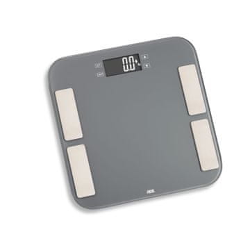 ADE Malou kupaonska vaga s analizom tijela, do 180 kg, 33 x 33 cm, siva