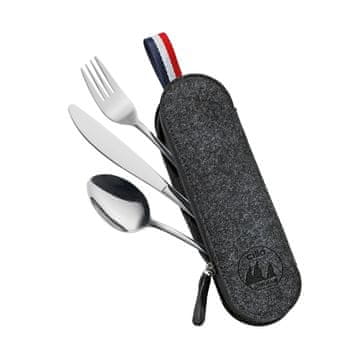 Cilio Viaggio set pribora za jelo u kutijici, 3 dijela, 23,5 x 7,5 cm, crni