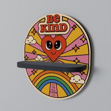 BE KIND Ovalna polica crna