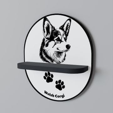 VELŠKI CORGI PEMBROKE Ovalna polica crna