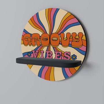 RADIANT GROOVY VIBES Okrugla polica crna