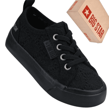 BIG STAR JJ374133 - crne čipkaste dječje cipele, elegantne tenisice