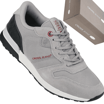 Muške sive tenisice od brušene kože Cross Jeans JJ1R4020C, ležerne, udobne i lagane