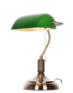 Bankarska stolna lampa, zelena, mesingana