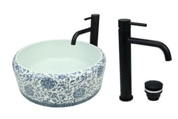 DE Aufsatzwaschbecken 40 cm Glanz Set mit Waschtischbatterie und Stopfen - Aufsatzwaschbecken Oval für Badezimmer - Modern Waschbecken ohne Hahnloch - Waschbecken mit Armature