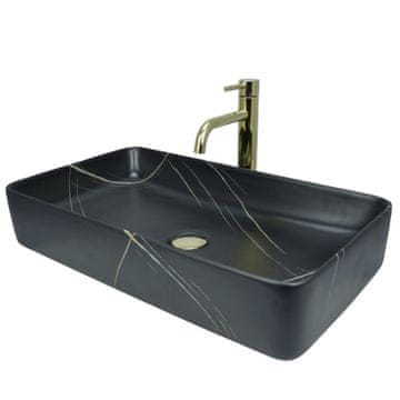 DE Aufsatzwaschbecken 61 cm - Matt Modern Waschbecken ohne Hahnloch - Elegant Aufsatzwaschbecken Rechteckiges für Badezimmer und Gäste WC - nur Bad Waschbecken