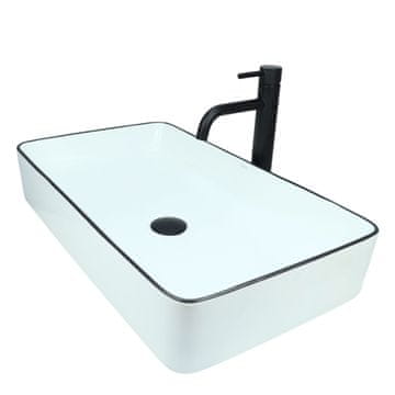 DE Aufsatzwaschbecken 61 cm - Glanz Modern Waschbecken ohne Hahnloch - Elegant Aufsatzwaschbecken Rechteckiges für Badezimmer und Gäste WC - nur Bad Waschbecken