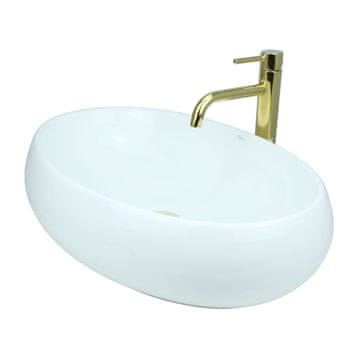 DE Aufsatzwaschbecken 60 cm - Glanz Modern Waschbecken ohne Hahnloch - Elegant Aufsatzwaschbecken Oval für Badezimmer und Gäste WC - nur Bad Waschbecken