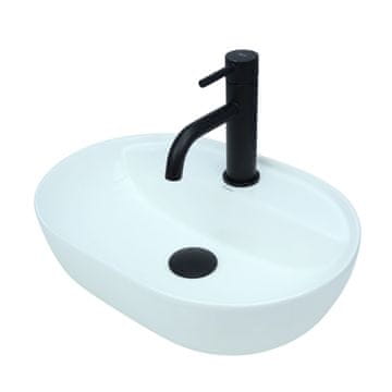 DE Aufsatzwaschbecken 51 cm - Glanz Modern Waschbecken ohne Hahnloch - Elegant Aufsatzwaschbecken Oval für Badezimmer und Gäste WC - nur Bad Waschbecken