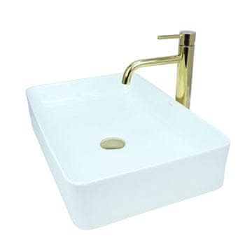 DE Aufsatzwaschbecken 51 cm - Glanz Modern Waschbecken ohne Hahnloch - Elegant Aufsatzwaschbecken Rechteckiges für Badezimmer und Gäste WC - nur Bad Waschbecken
