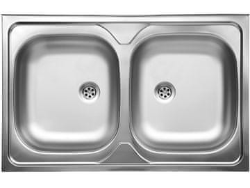 Kuchinox Metalni sudoper s dva korita 50x80 cm s sifonom