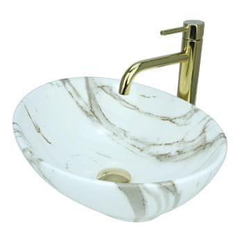 DE Aufsatzwaschbecken 41 cm - Glanz Modern Waschbecken ohne Hahnloch - Elegant Aufsatzwaschbecken Oval für Badezimmer und Gäste WC - nur Bad Waschbecken